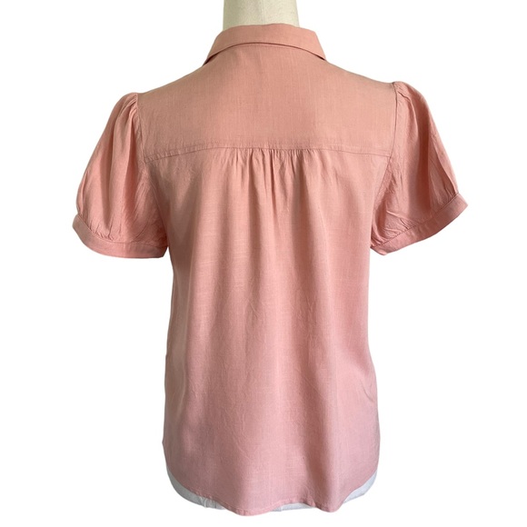 PRINCESS HIGHWAY Sz8 Peach puff sleeve button down collared top - Picture 6 of 10